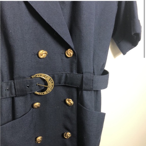 Vintage Double Breasted Military-like Midi Dress - Picture 2 of 6